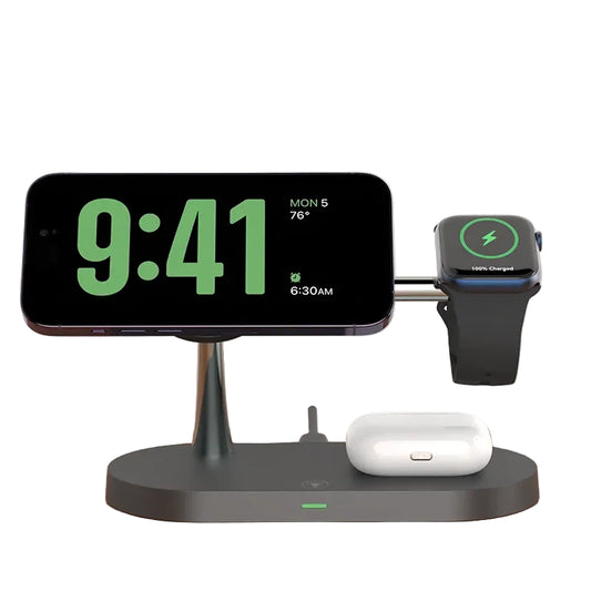 3-in-1 Wireless Charging Station – Fast Charge for iPhone, Apple Watch & AirPods | Compatible with iPhone 12–17