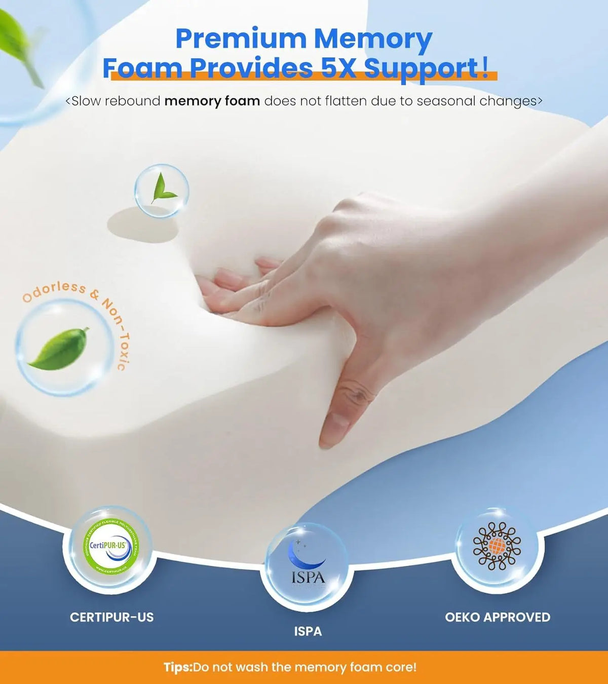 Contour Memory Foam Pillow For Neck Shoulder Support Orthopedic Design
