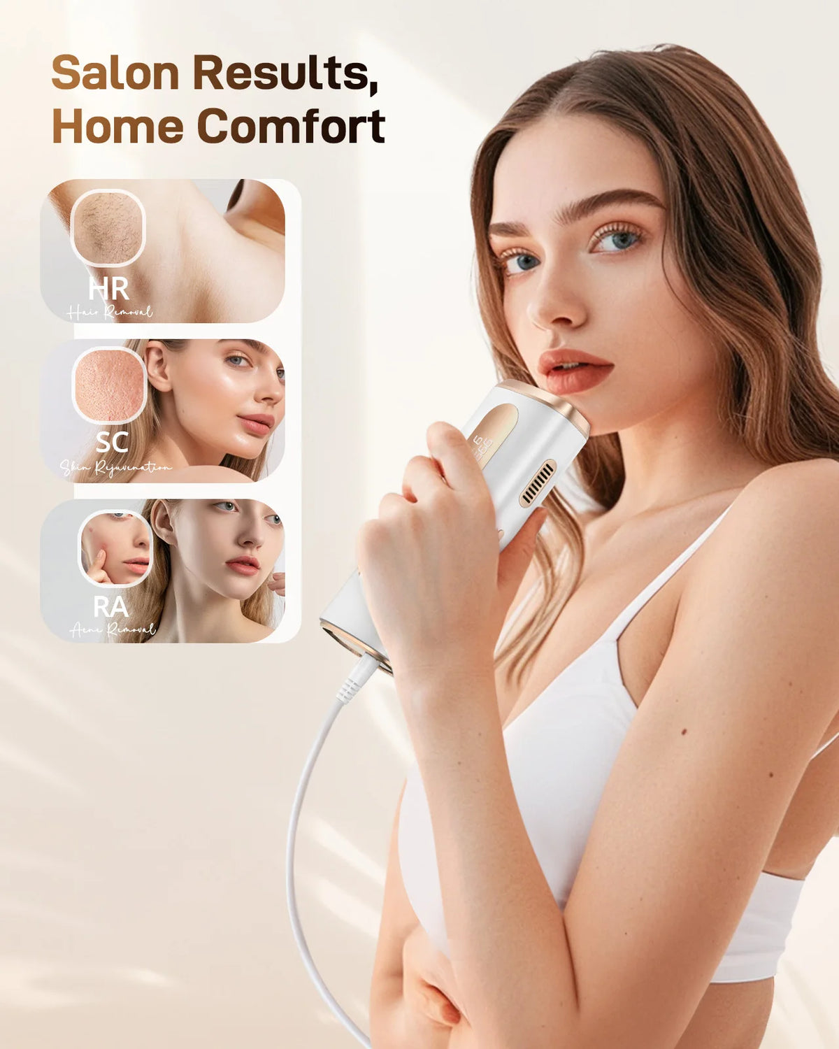 IPL Hair Removal Device – Ice-Cooling, 3-in-1, 16J, Painless, For Men & Women