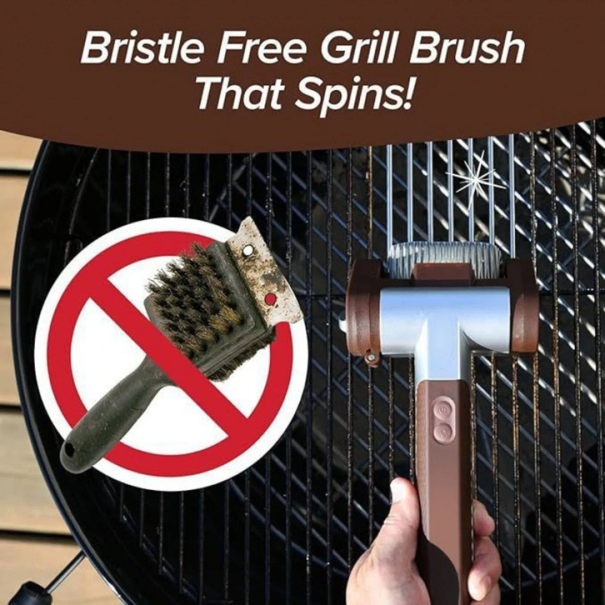 Electric Bristle-Free BBQ Grill Cleaning Brush with Spinning Roller