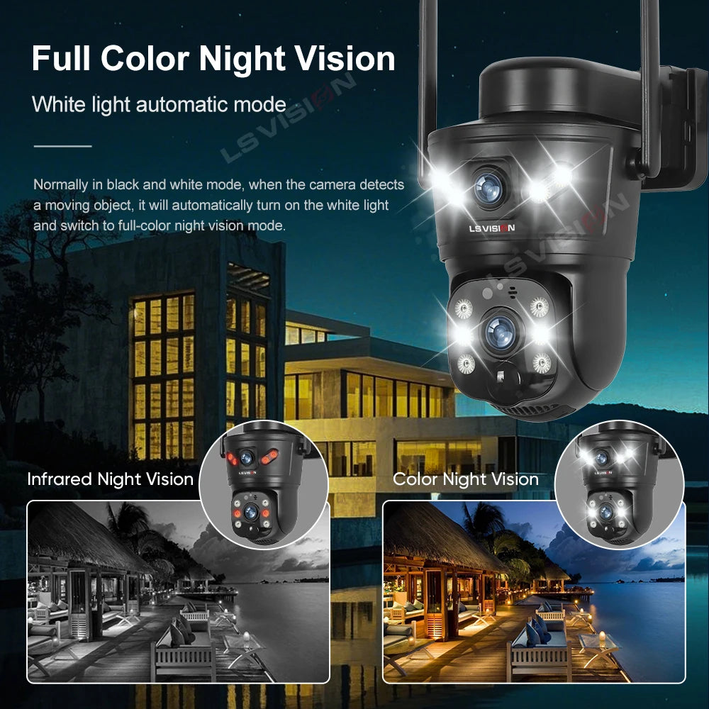 Solar Outdoor Security Camera 8MP Dual Lens – 4G & WiFi | PIR Motion Detection | Night Vision & Battery Powered