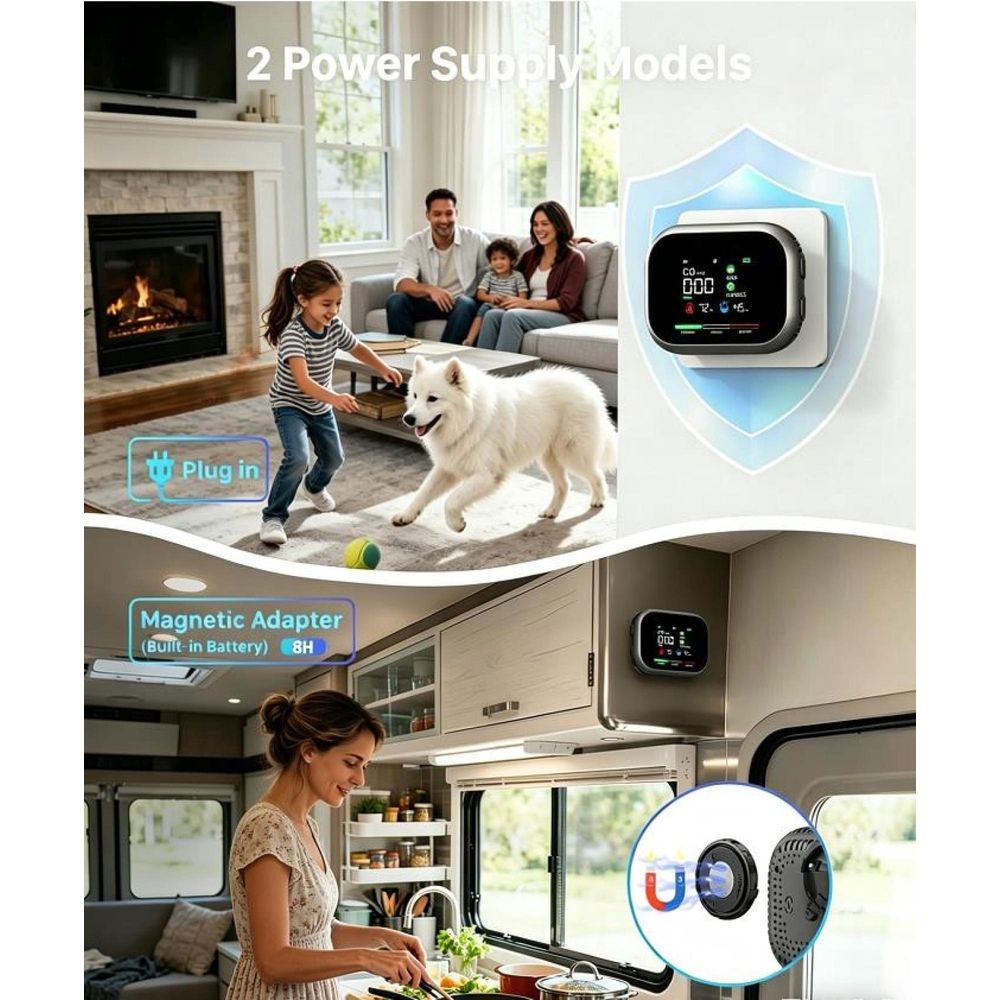 6 in 1 Portable Gas Detector with Alarm and 2.8 Inch Screen