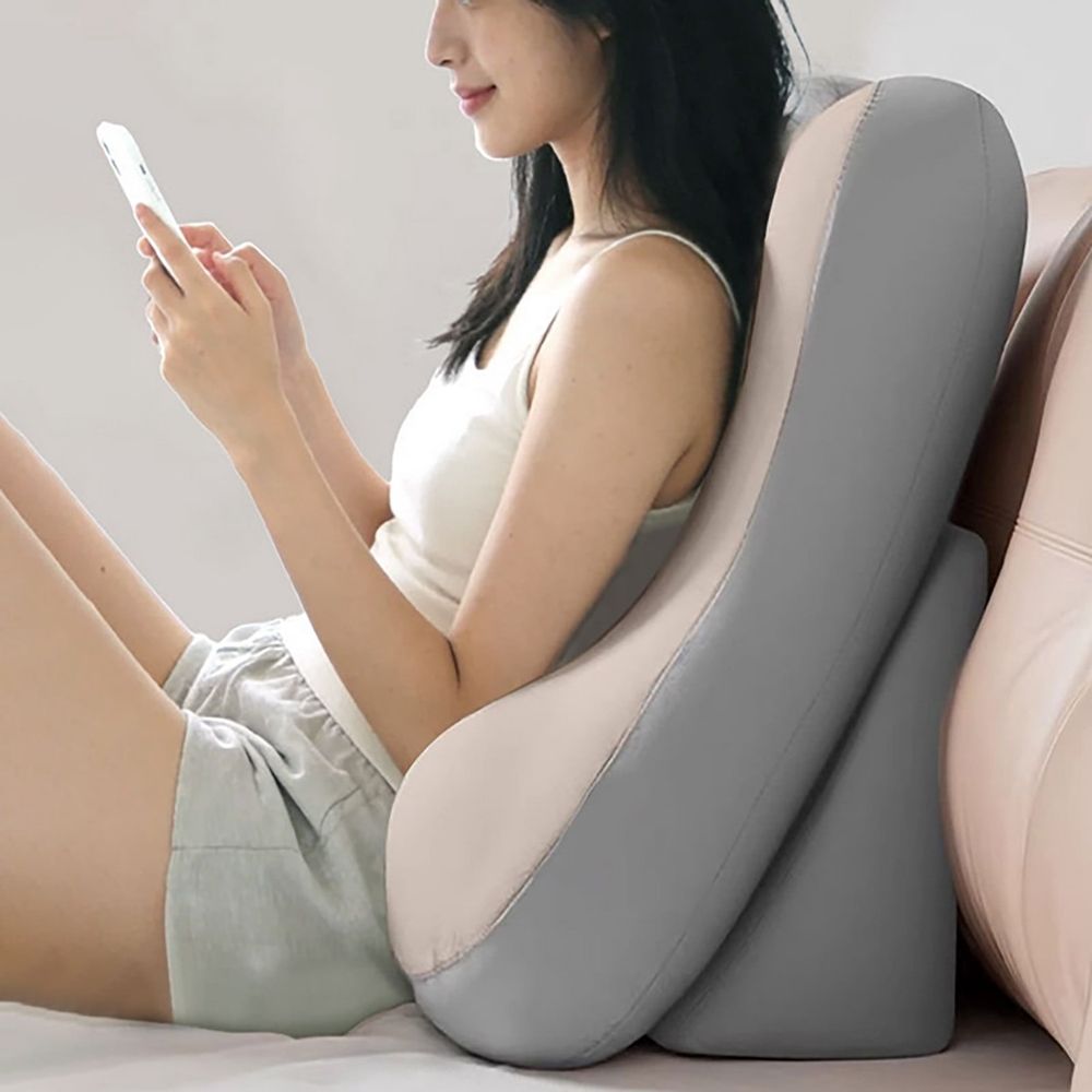 Adjustable Bed Backrest Reading Pillow Grey Beige 58 x 45 x 32cm