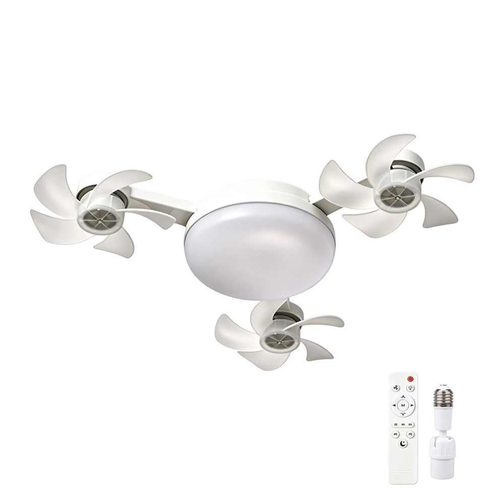 3 Head Ceiling Fan Light E27 with Remote and Dimmable LED