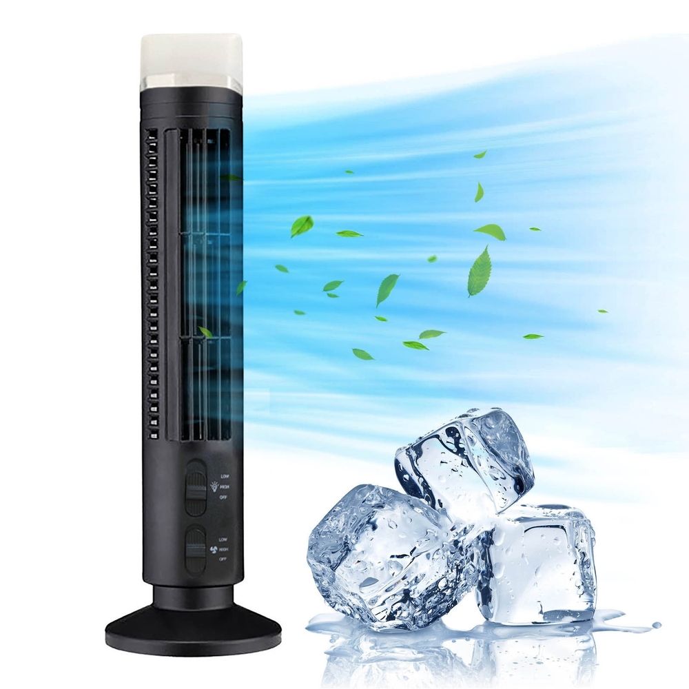 Bladeless USB Tower Fan 13 Inch 2 Speeds Black