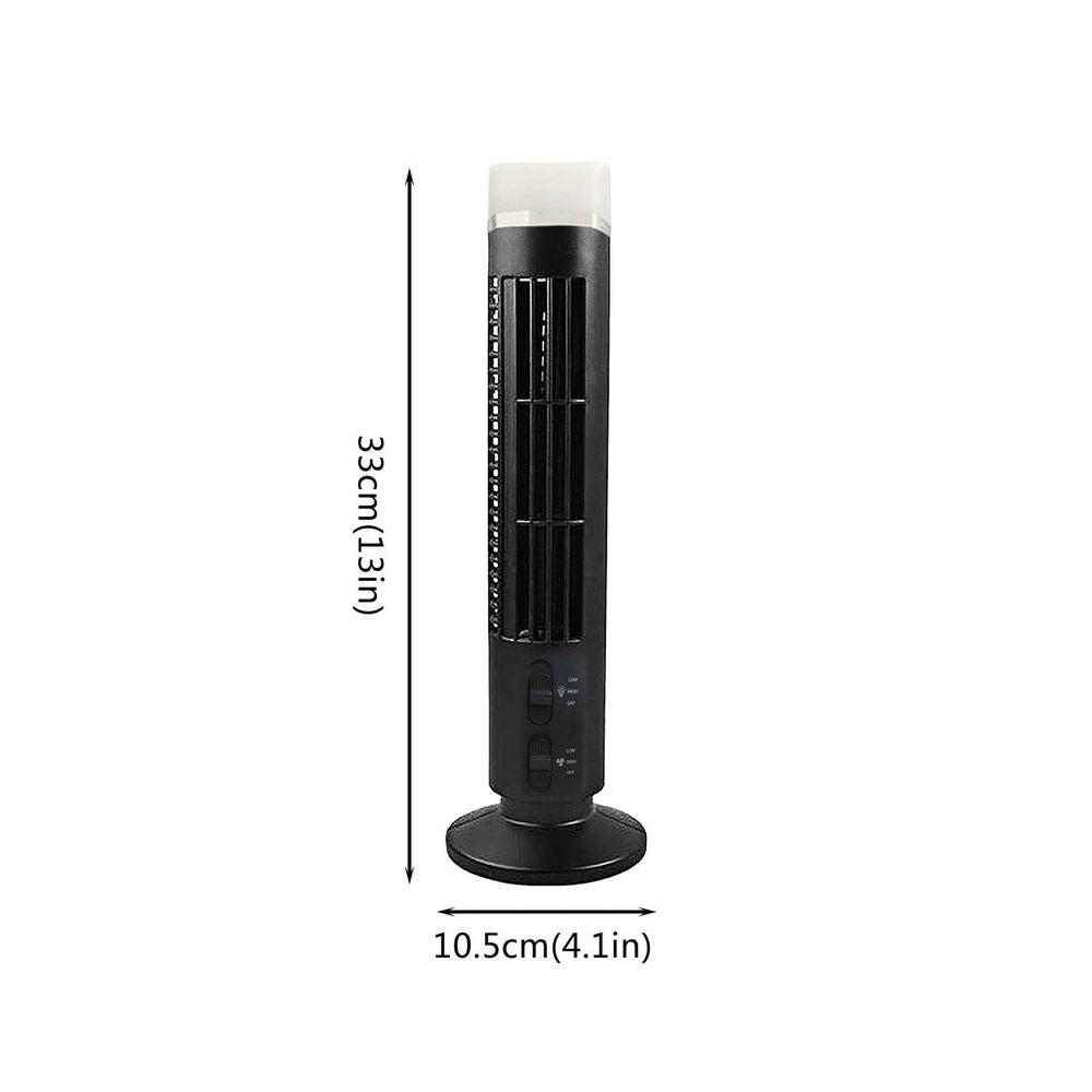 Bladeless USB Tower Fan 13 Inch 2 Speeds Black