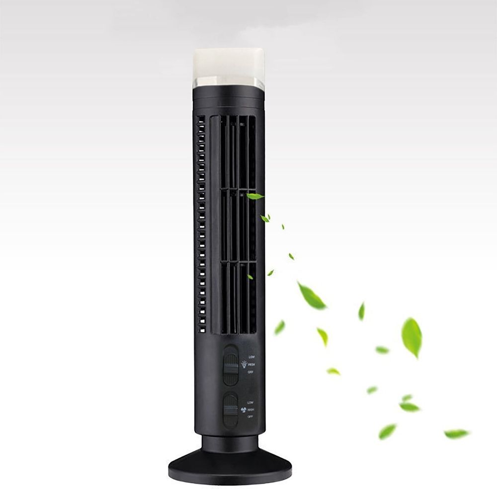 Bladeless USB Tower Fan 13 Inch 2 Speeds Black