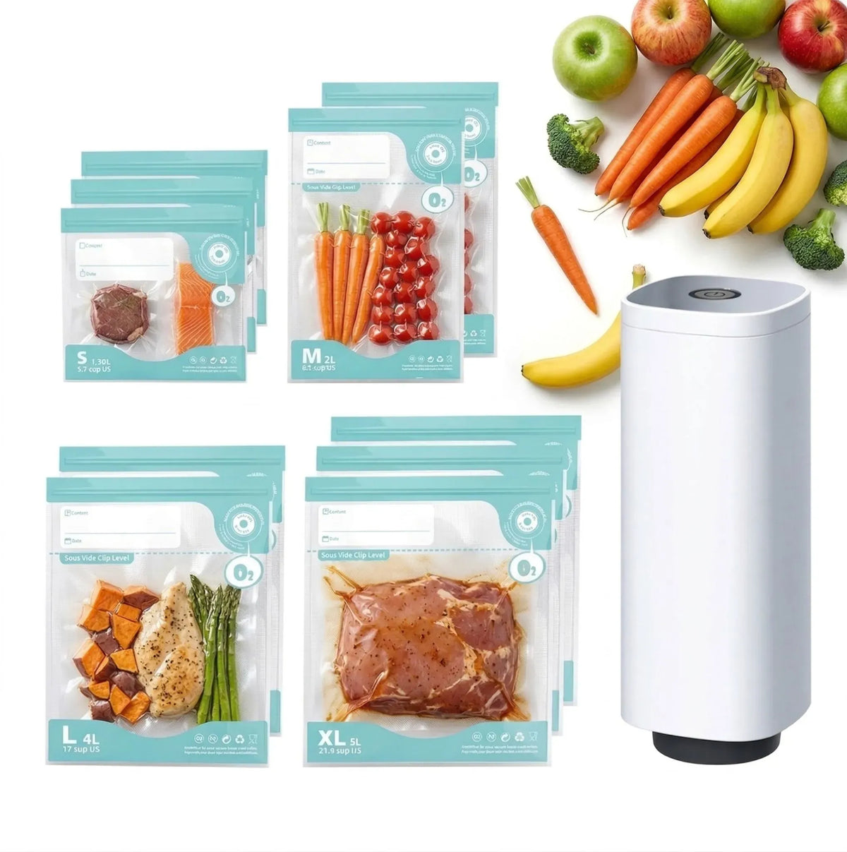 Carla Home Handheld Vacuum Sealer with 10 Bags White
