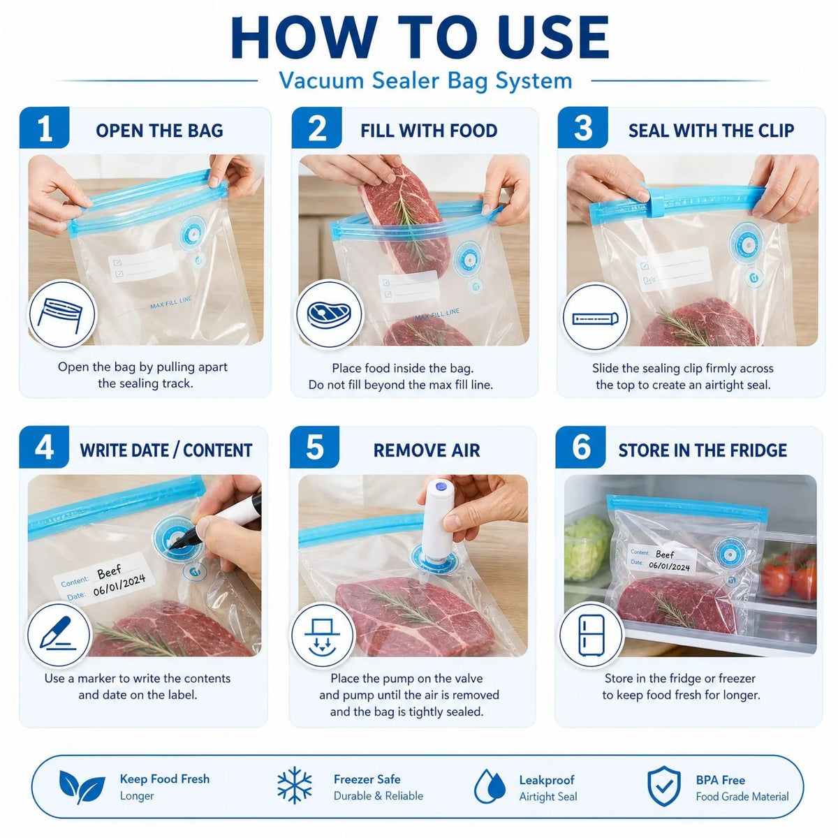 Carla Home Handheld Vacuum Sealer with 10 Bags White