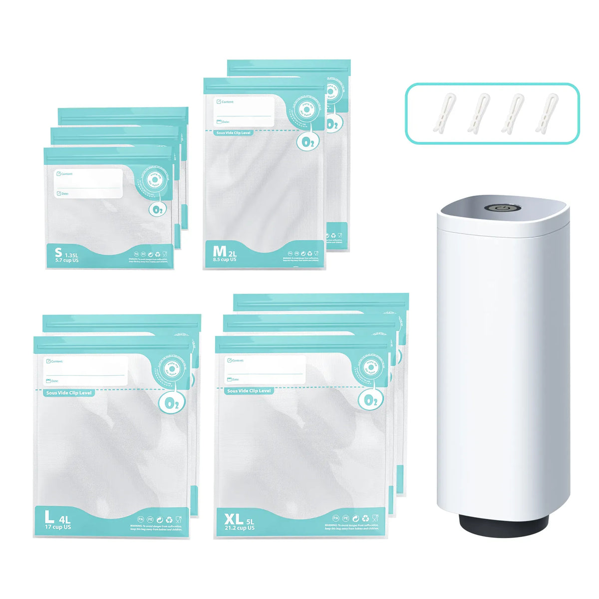 Carla Home Handheld Vacuum Sealer with 10 Bags White
