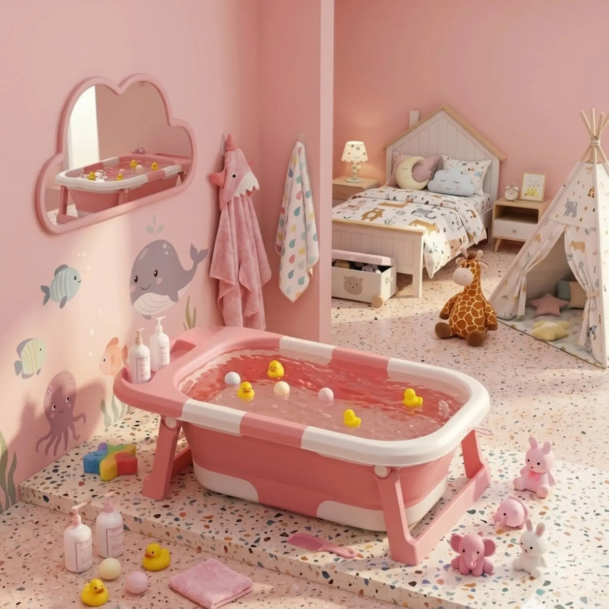 Carla Home Foldable Baby Bath Tub Pink