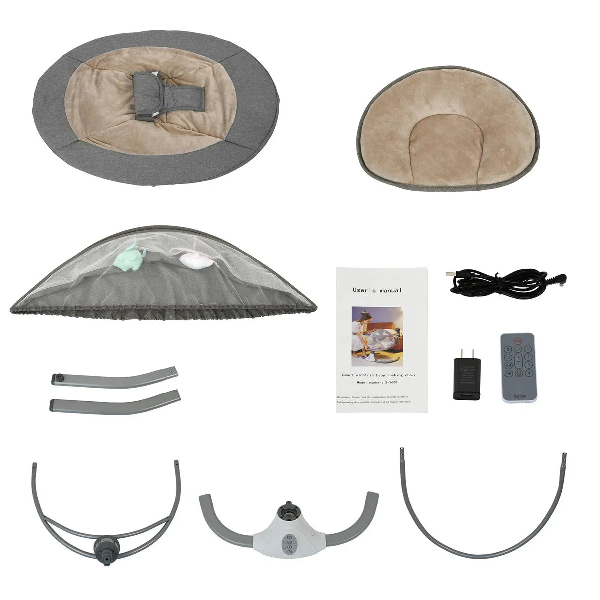 Electric Baby Bouncer Swing with Remote and Music Grey