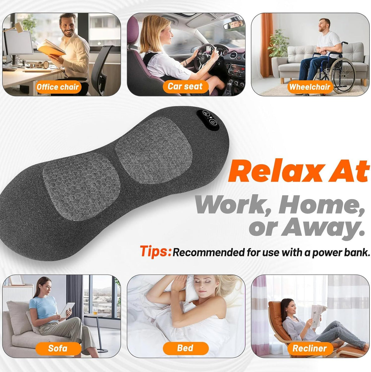 3 in 1 Electric Lumbar Massager with Heat and Vibration