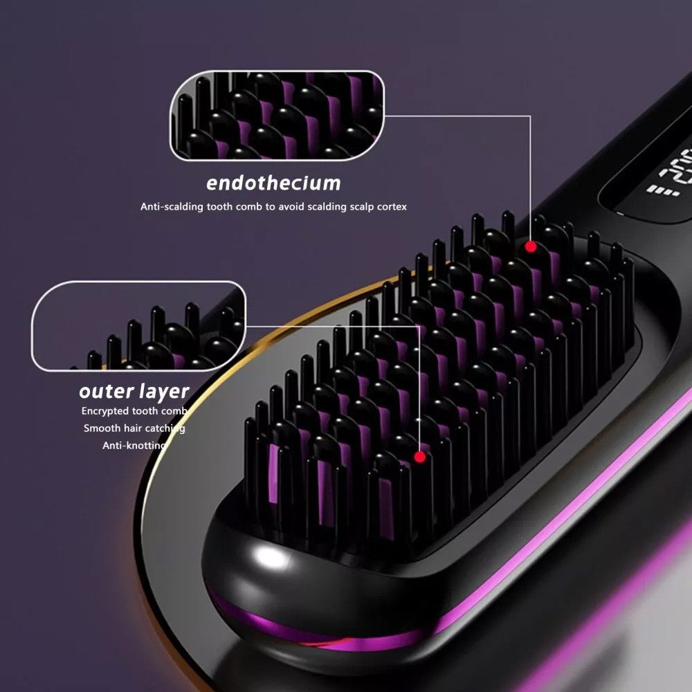 Cordless Hair Straightener Brush Rechargeable White