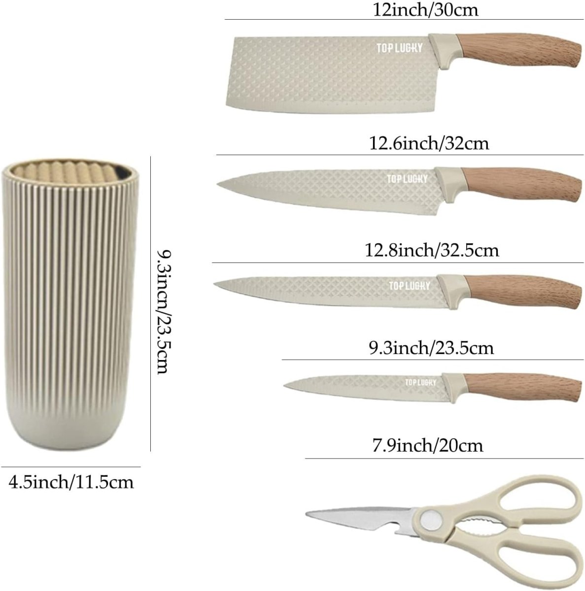 Kitchen Knife Set with Block 6 Piece Khaki