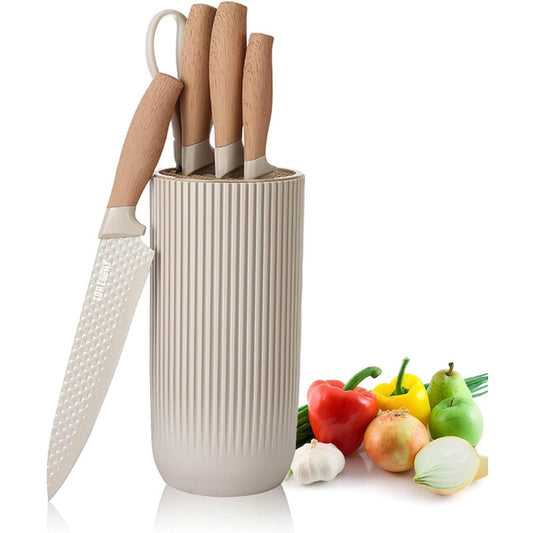 Kitchen Knife Set with Block 6 Piece Khaki