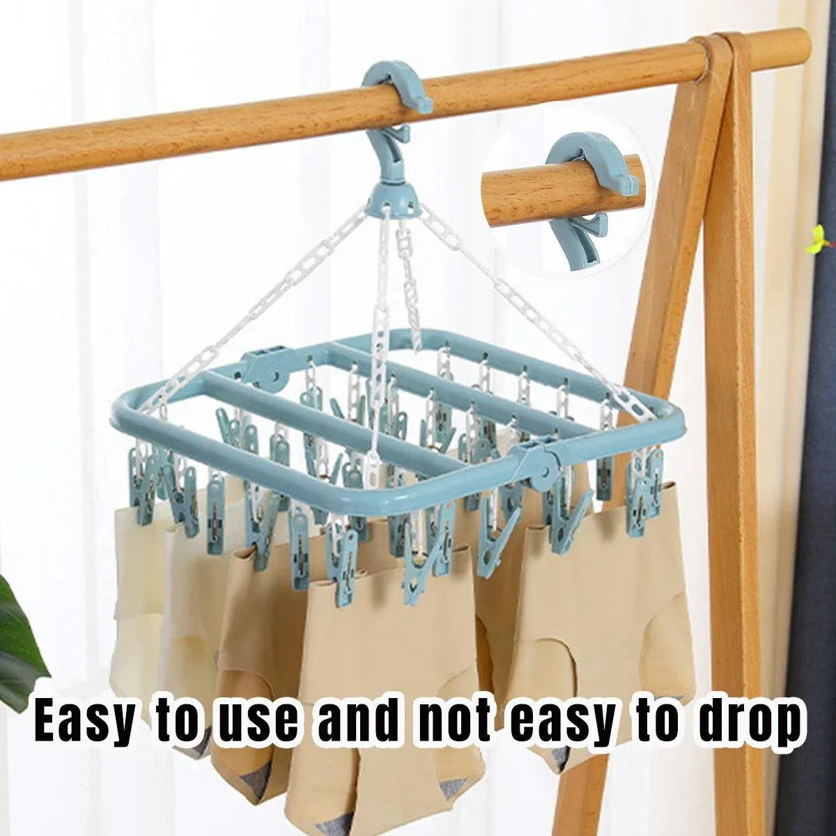 Multi Clip Clothes Drying Rack 3 Pack Blue Green Pink