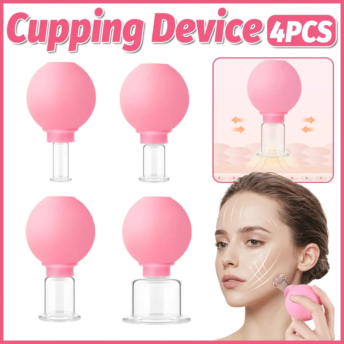 Manual Cupping Cups Set of 4 Pink