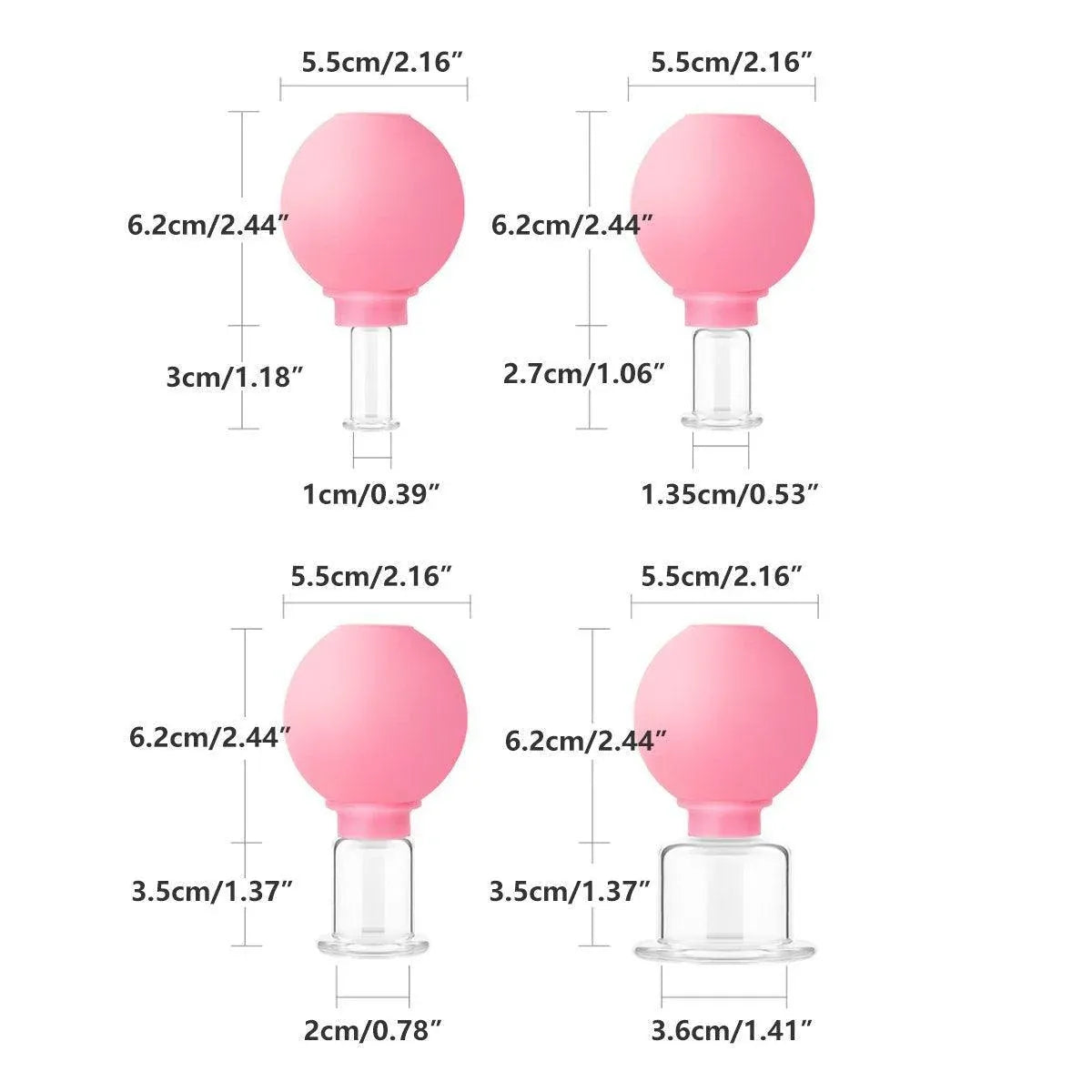 Manual Cupping Cups Set of 4 Pink