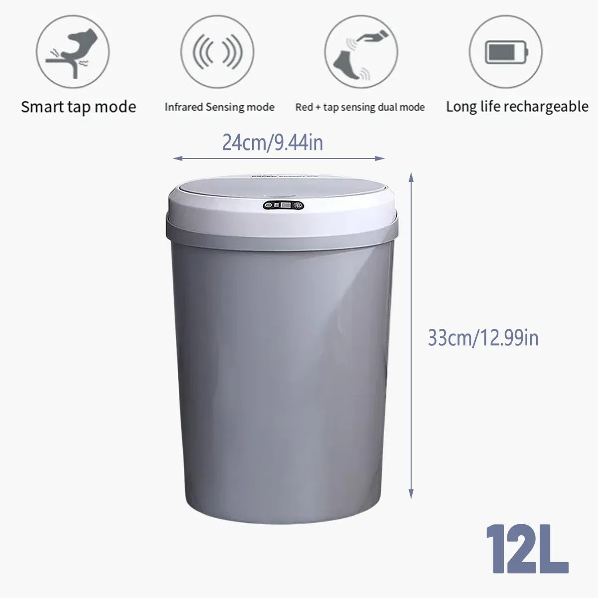 Automatic Sensor Bin 12L Grey