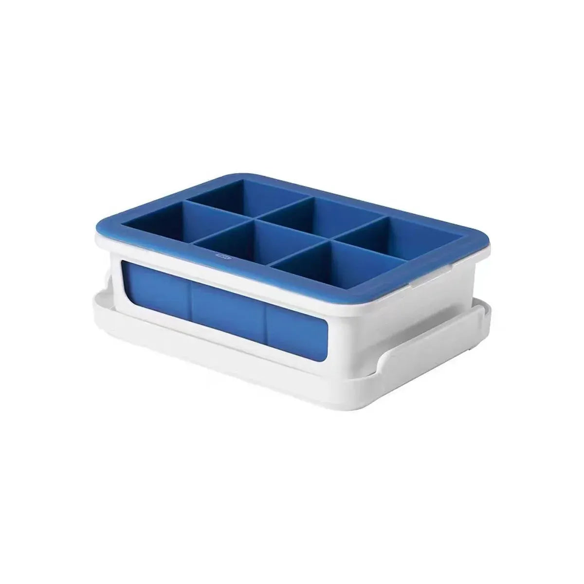 Ice Cube Tray with Lid and Storage Container Blue White