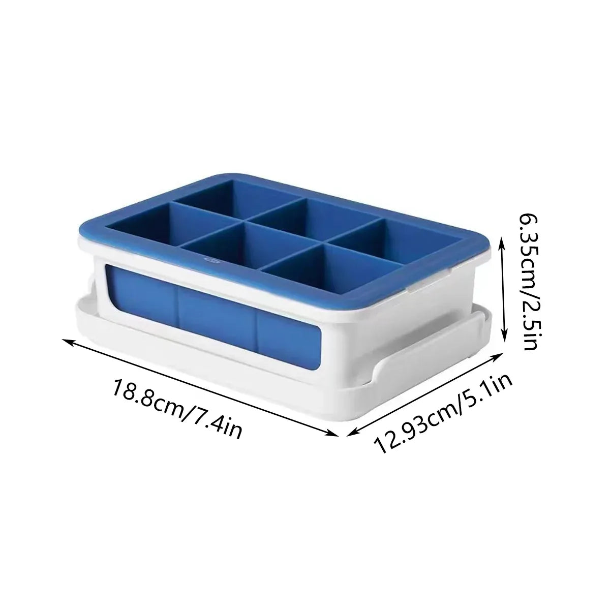 Ice Cube Tray with Lid and Storage Container Blue White