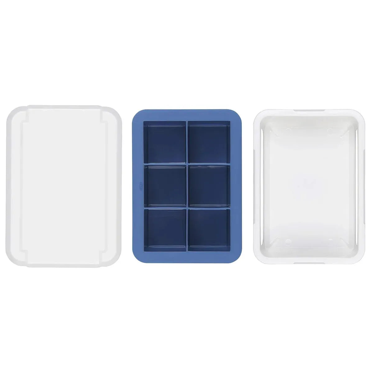 Ice Cube Tray with Lid and Storage Container Blue White