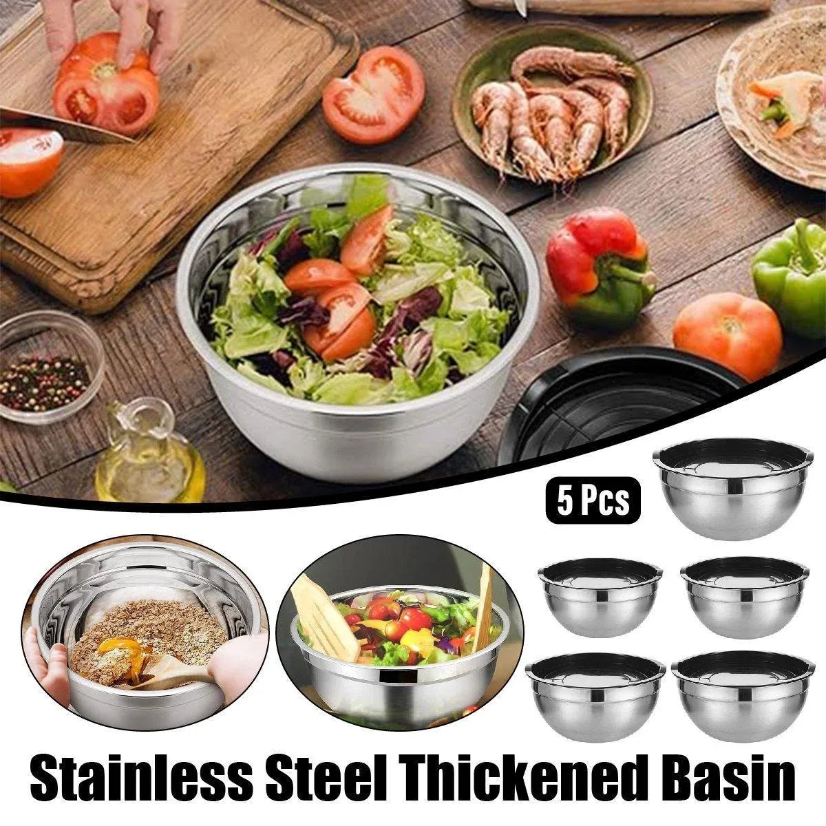 Nesting Mixing Bowl Set with Lids 5 Piece
