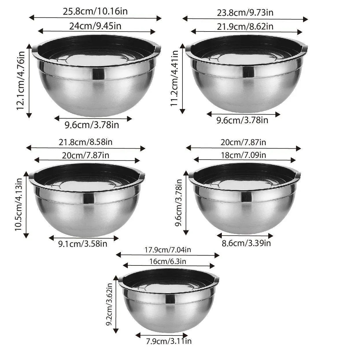 Nesting Mixing Bowl Set with Lids 5 Piece