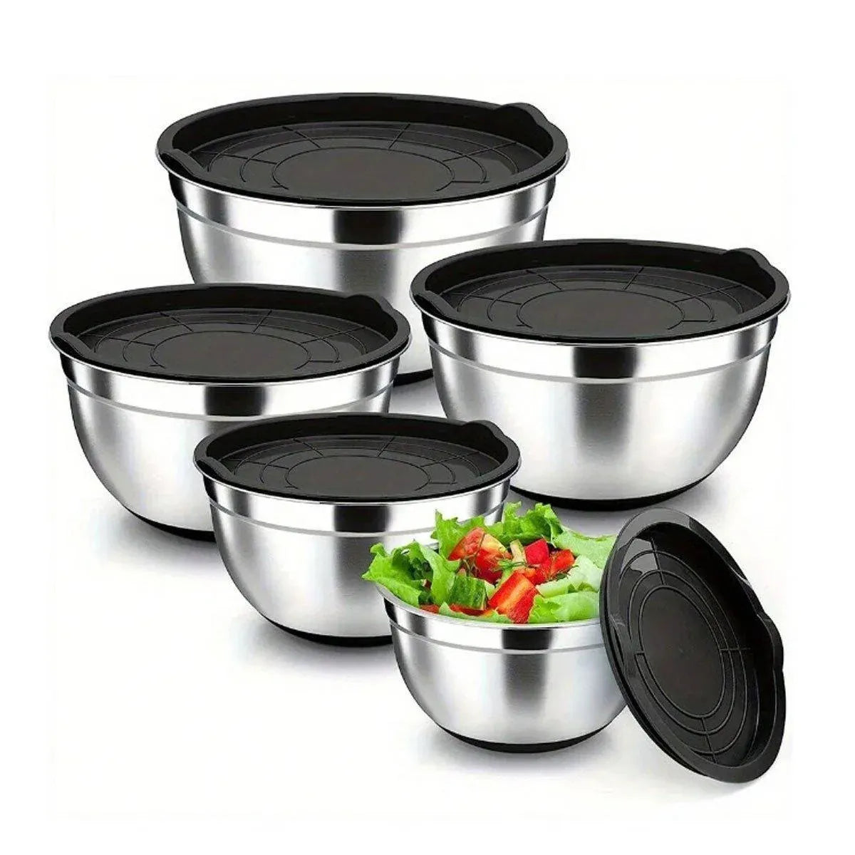 Nesting Mixing Bowl Set with Lids 5 Piece