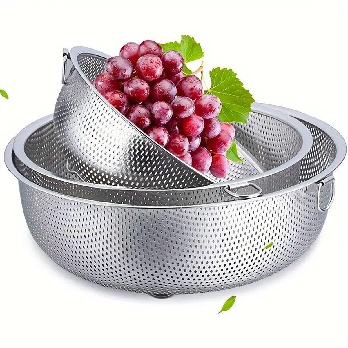 Perforated Colander Drain Basket Set 3 Piece