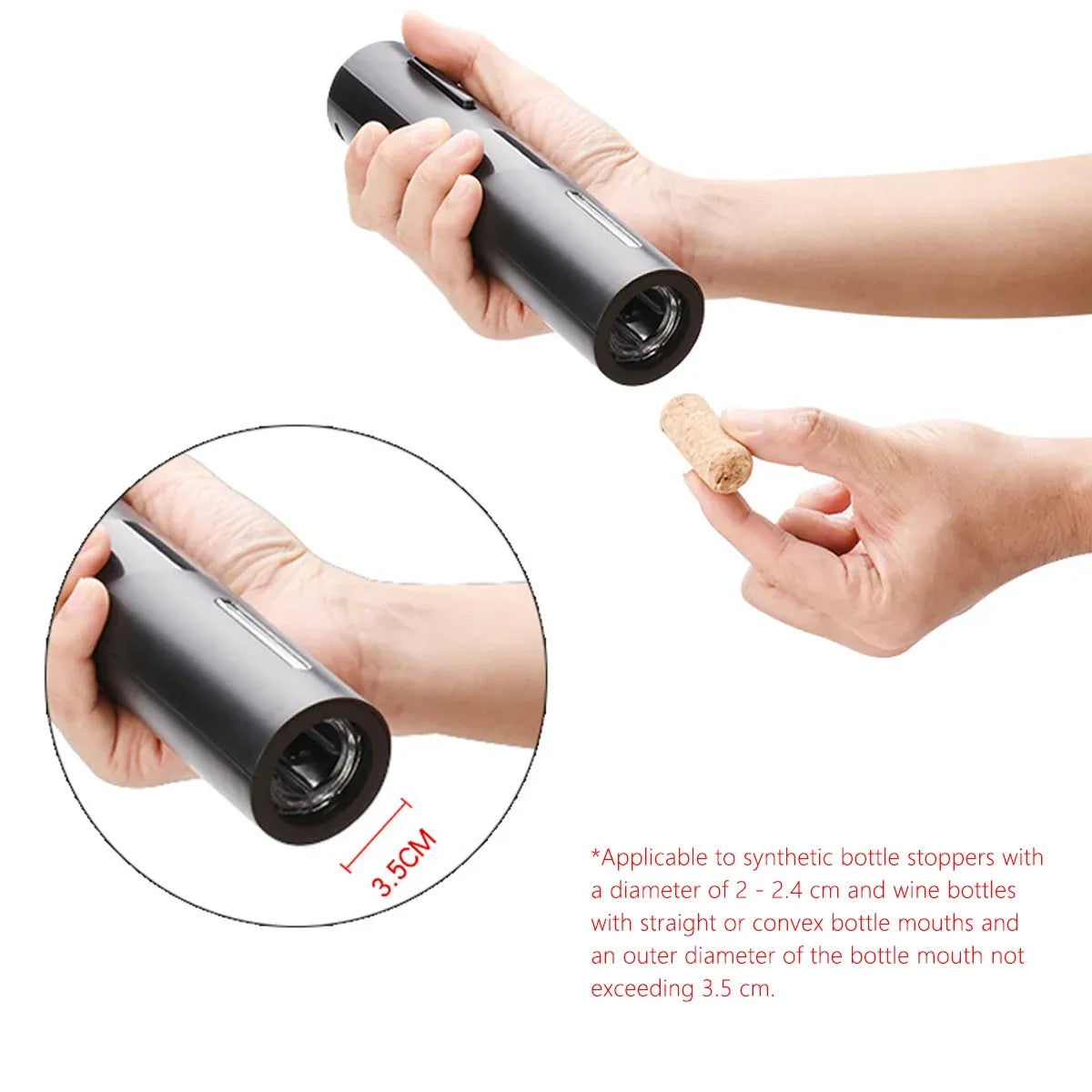 Electric Wine Opener Set with Aerator and Stopper Black