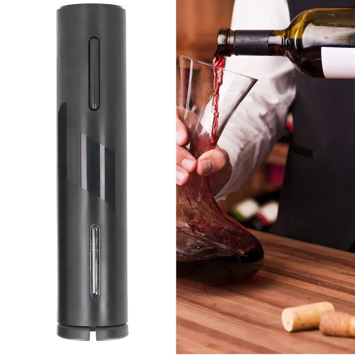 Electric Wine Opener Set with Aerator and Stopper Black