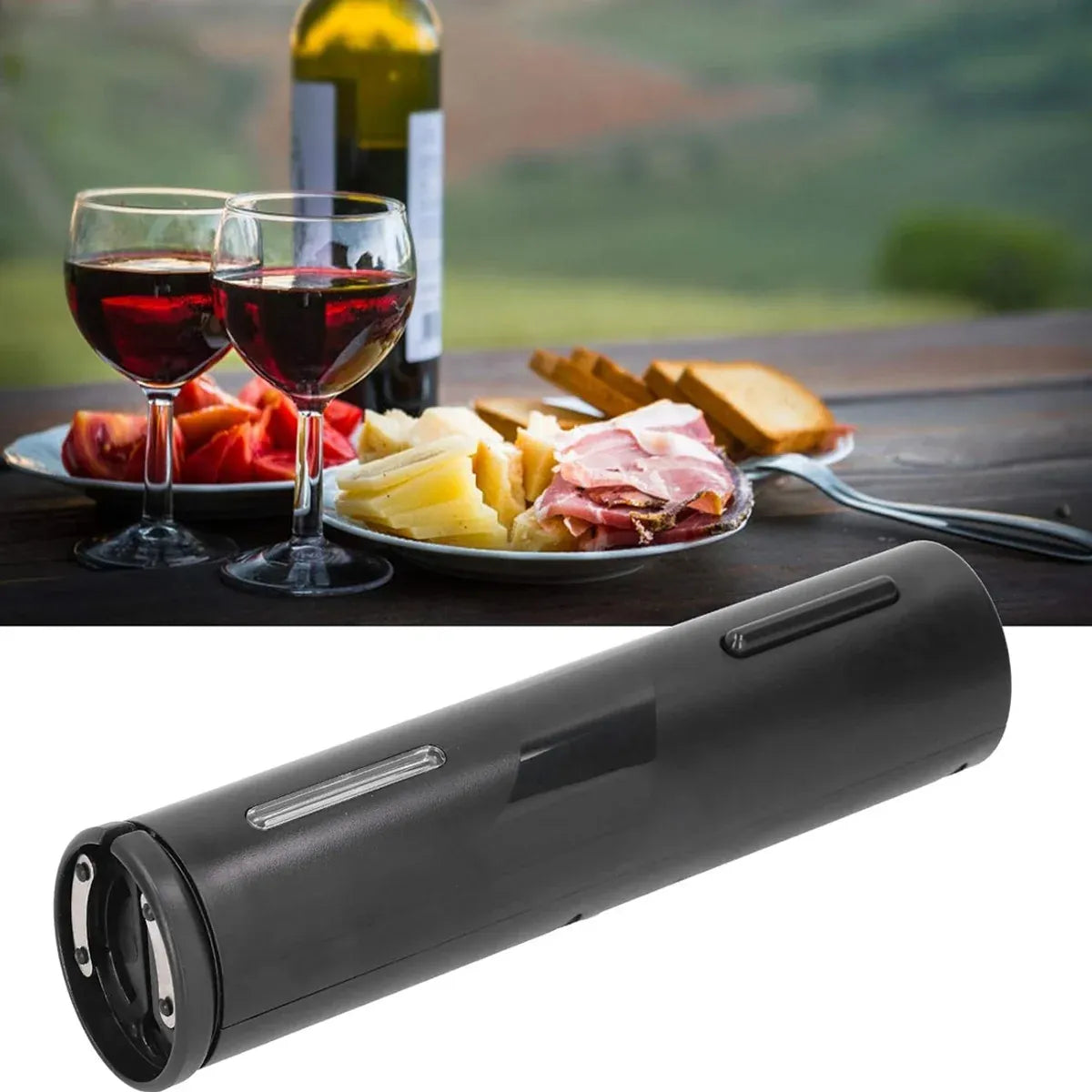 Electric Wine Opener Set with Aerator and Stopper Black