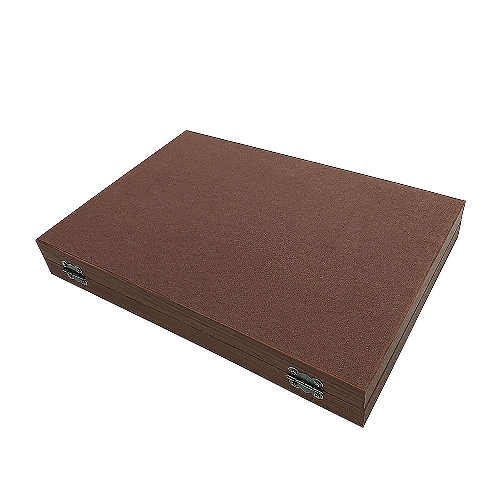 Wood Grain Jewellery Box with Glass Lid Brown
