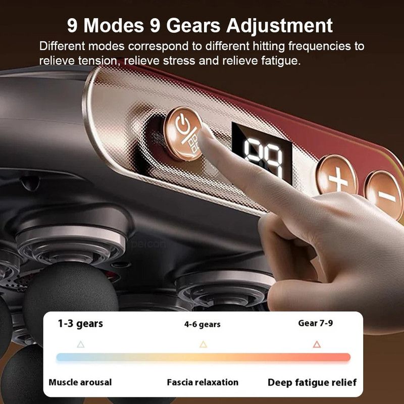 6 Head Massage Gun with LED Touchscreen Black