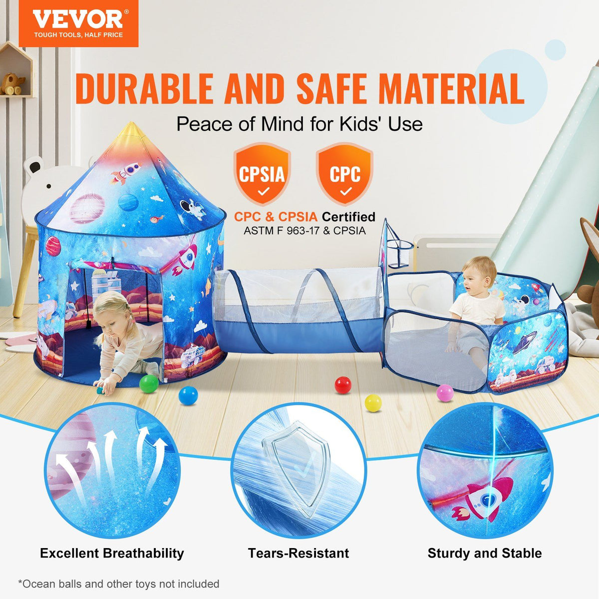 Kids Play Tent Tunnel and Ball Pit 3 Piece Set
