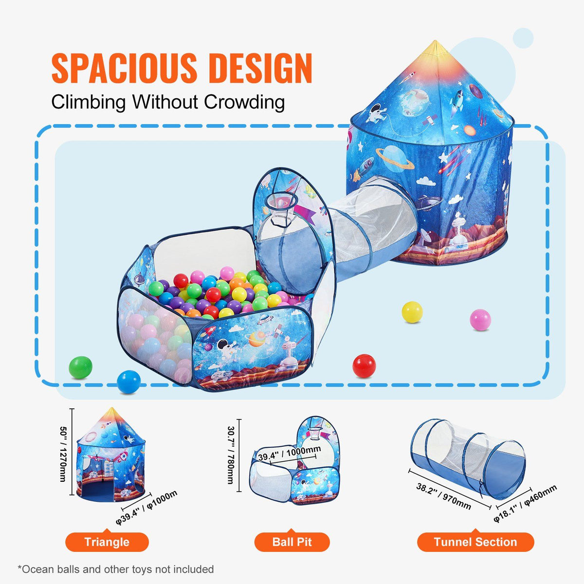 Kids Play Tent Tunnel and Ball Pit 3 Piece Set